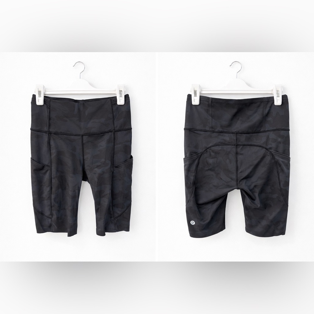 lululemon athletica Black Subtle Camo High-Rise Bike Shorts